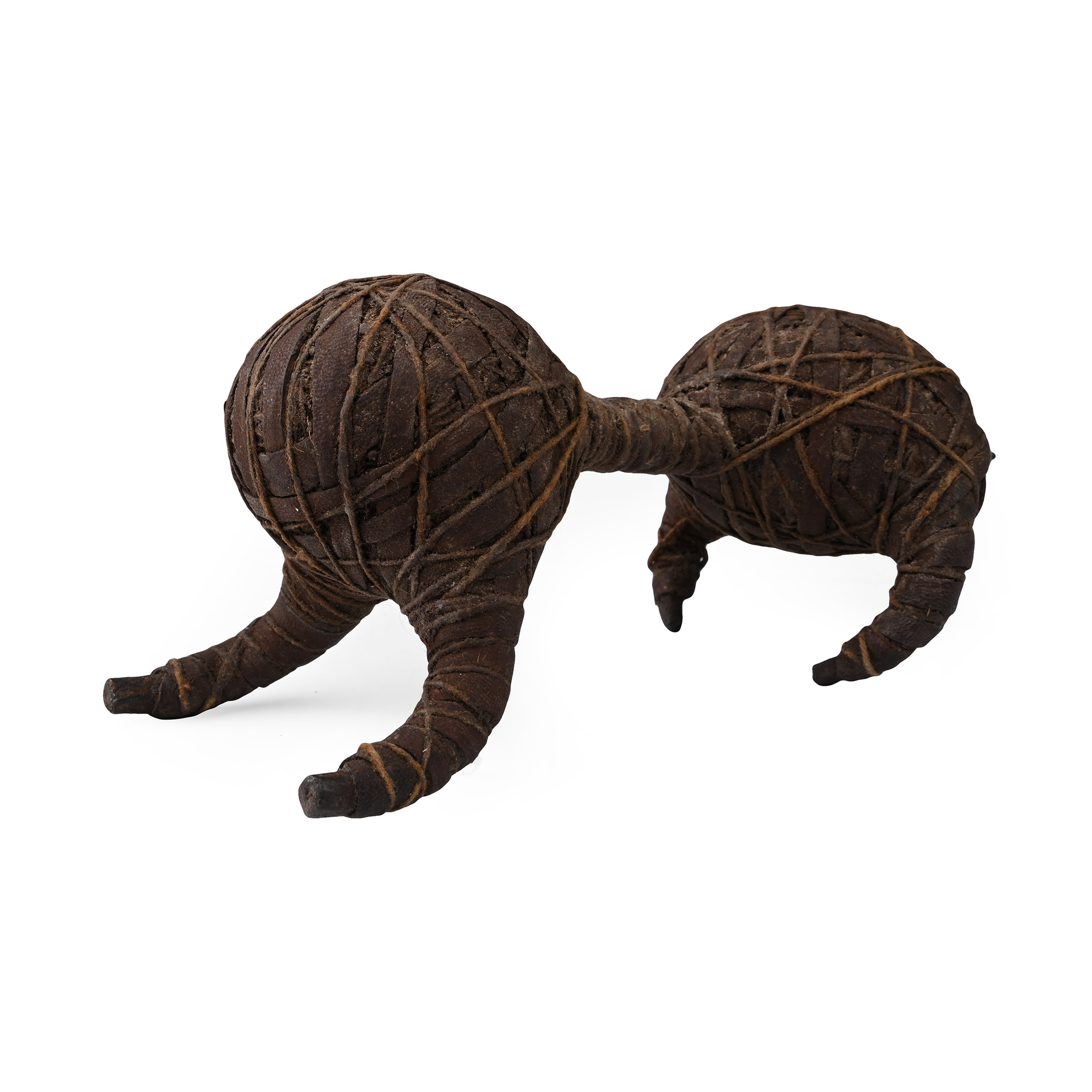 African Leather and Metal Animal Figure
