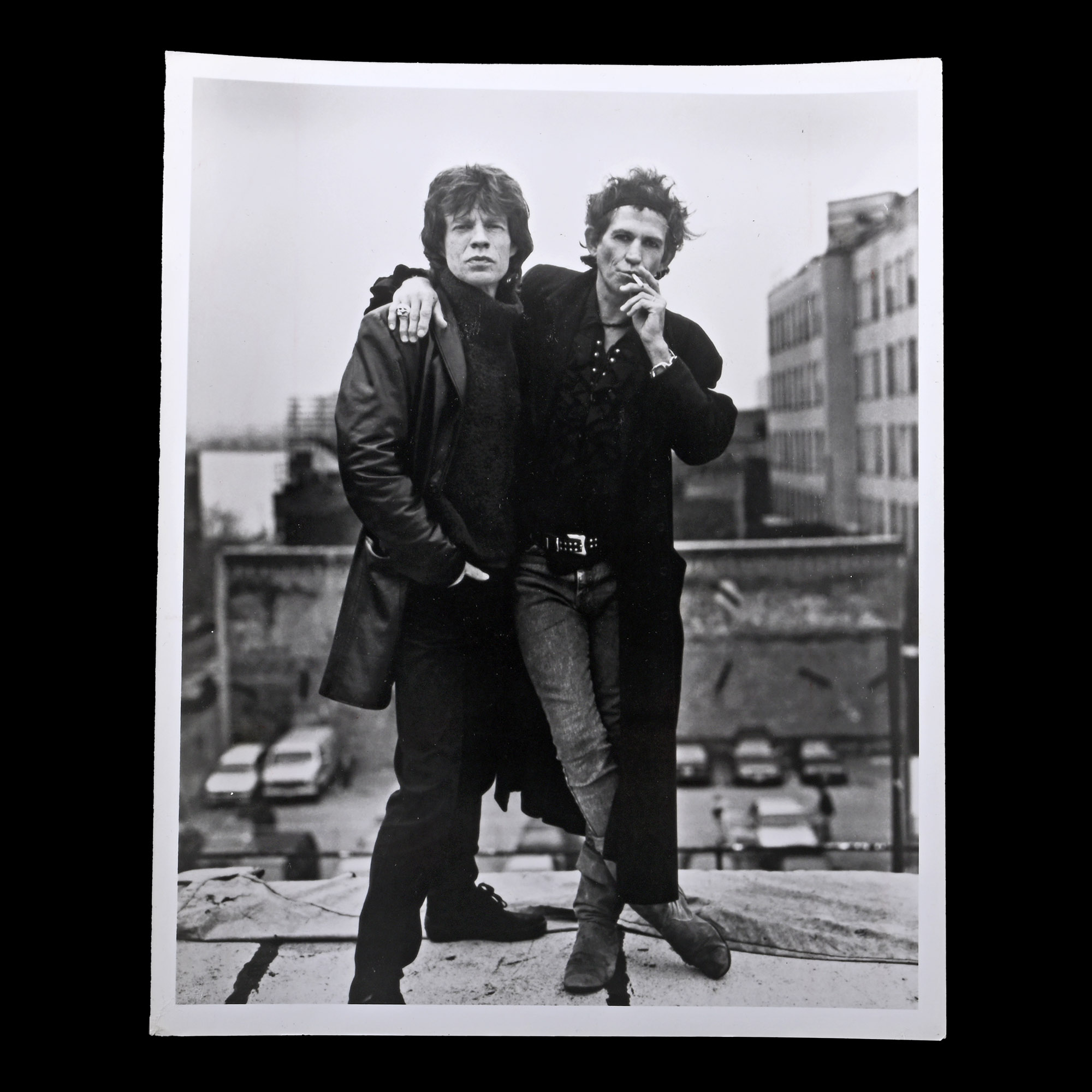 Mick Jagger and Keith Richards of Rolling Stones ’Voodoo Lounge Rooftop Portrait’ Press Photograph by Sante D'Orazio