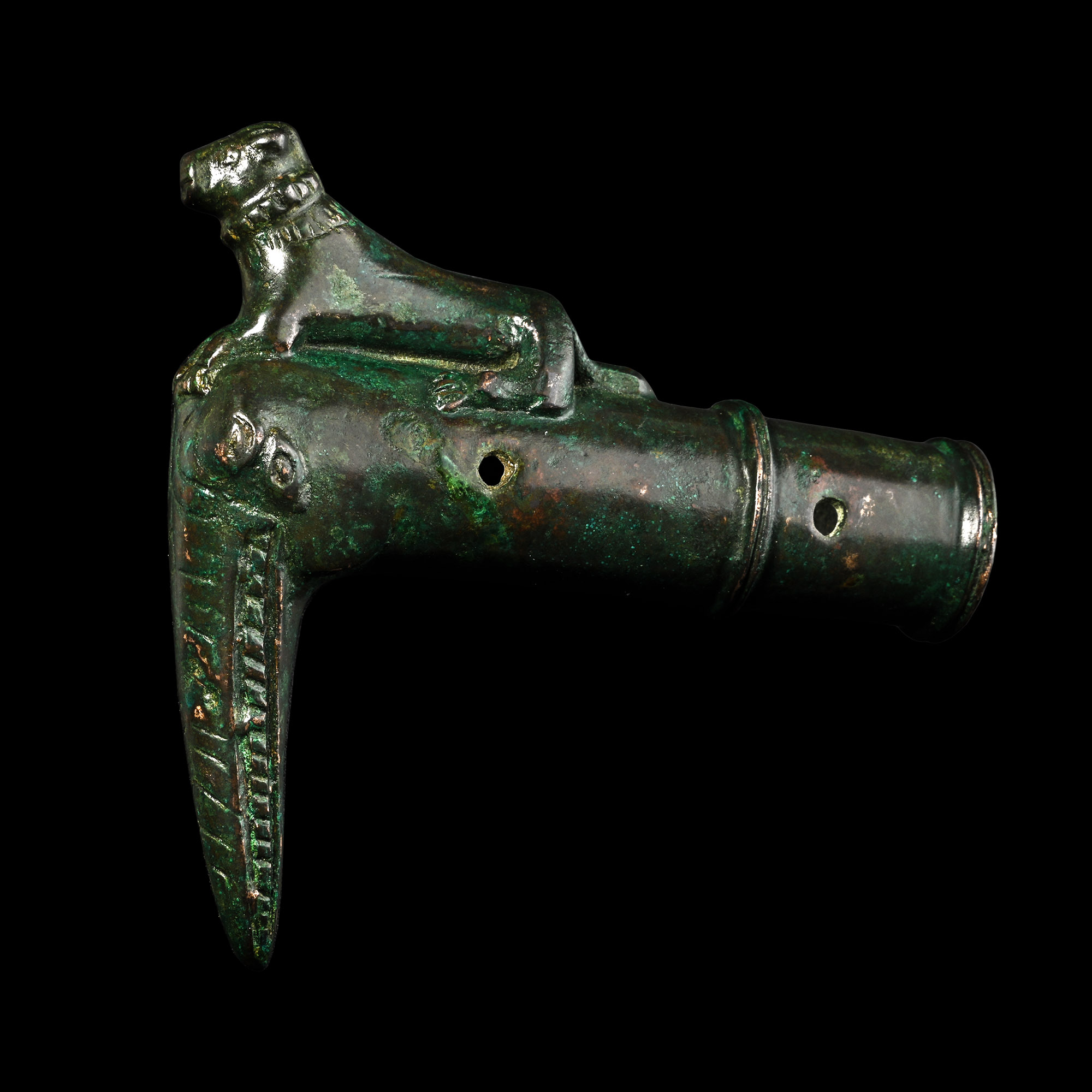 Luristan Bronze Pickaxe with Crouching Dog