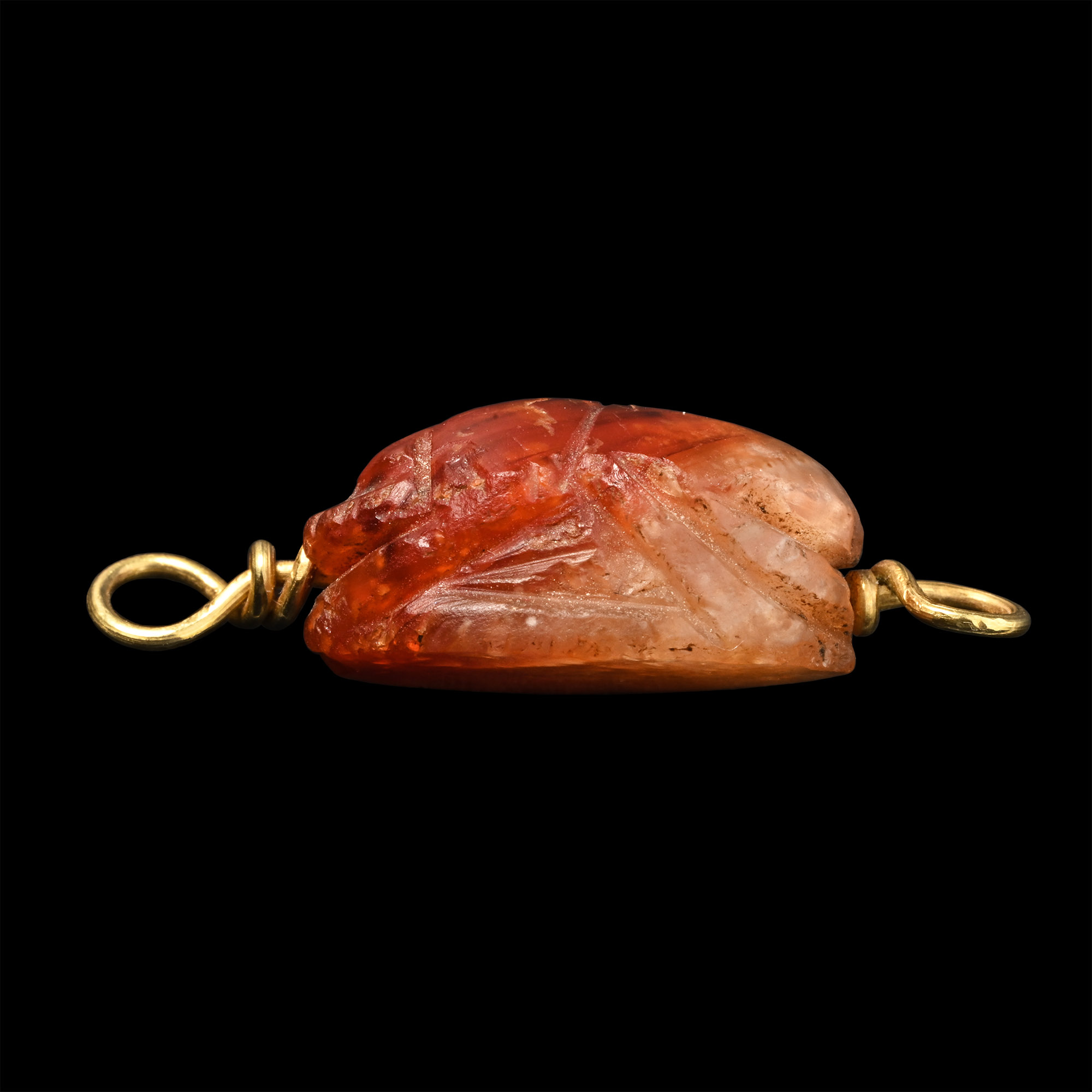 Egyptian Carnelian Scarab Mounted in Gold