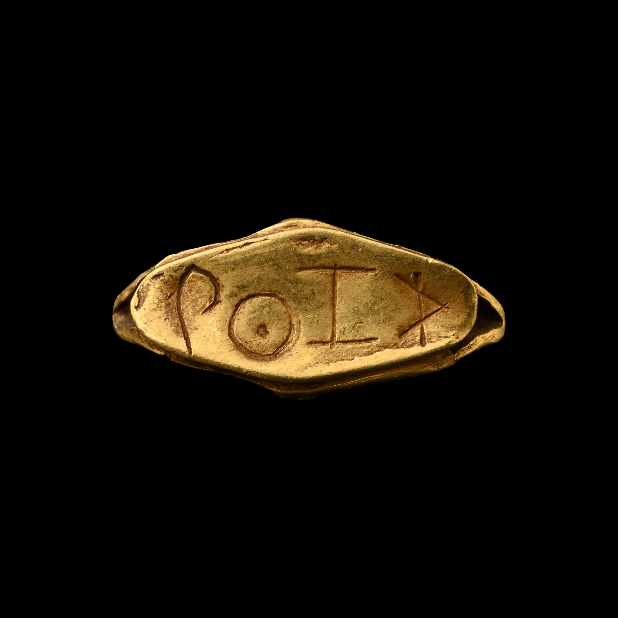 Greek Gold Double Boar Seal with Inscription