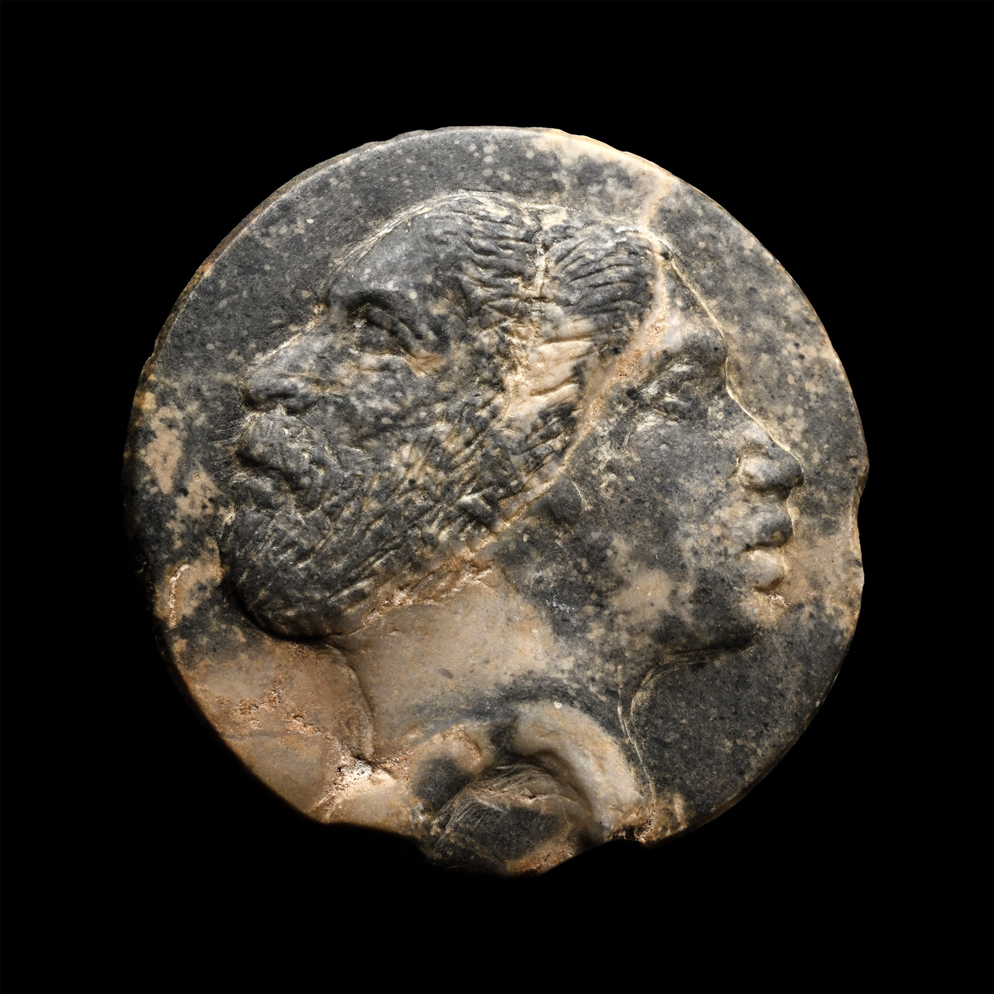 Renaissance Carved Marble Relief Medallion of Prudence