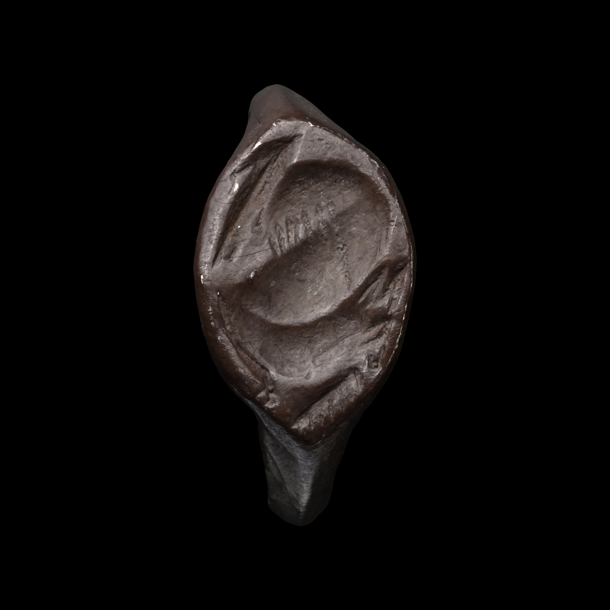 Greek Silver Ring with a Seated Ibex