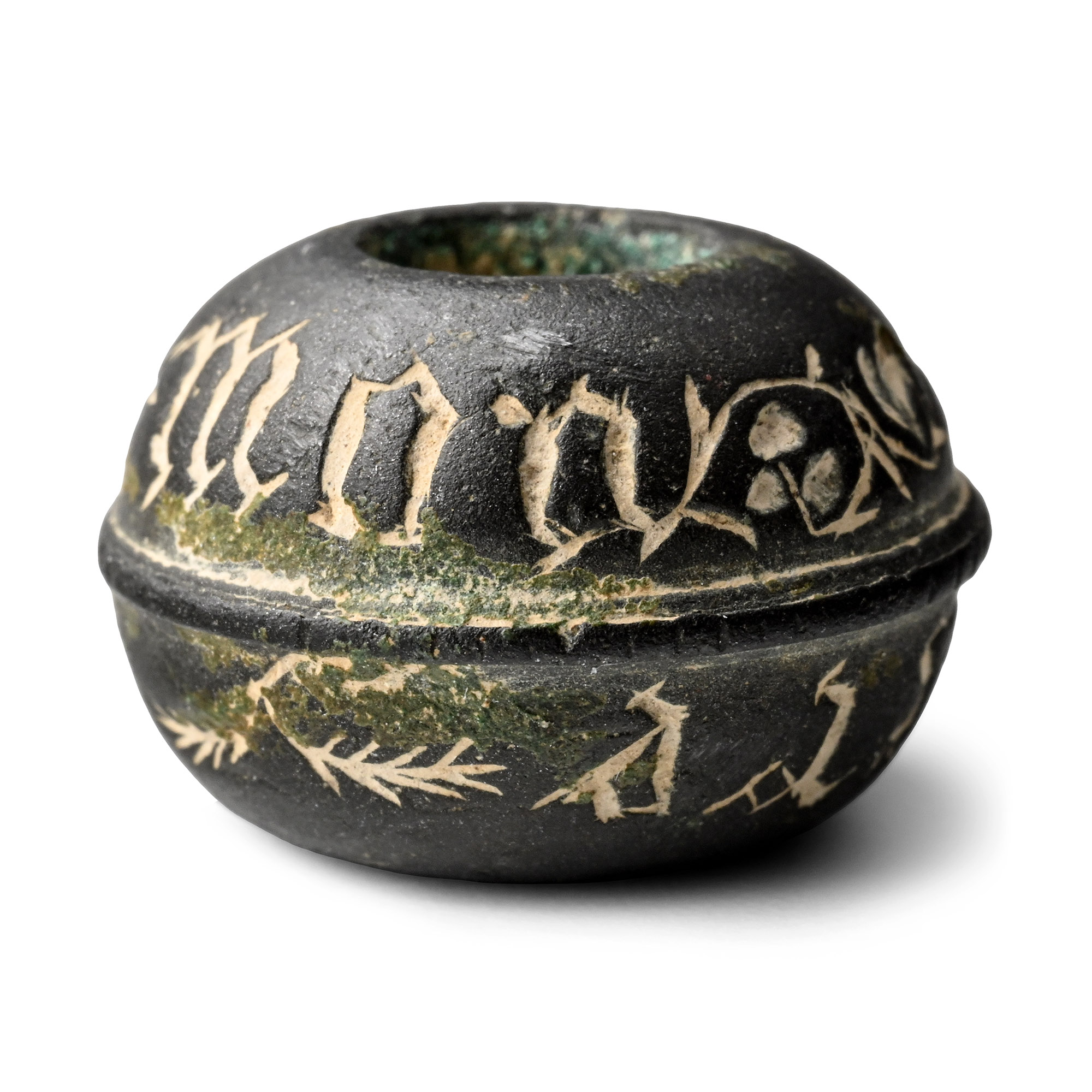 Medieval Inscribed Bronze Rosary or Paternoster Gaud