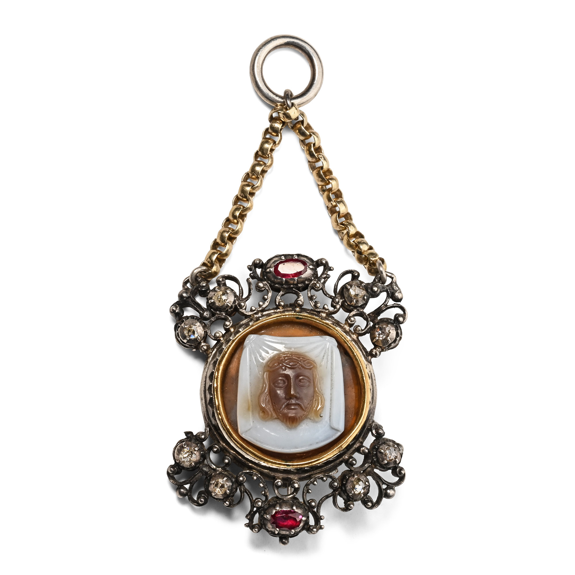 Sardonyx Cameo of Veronica’s Veil in an Eighteenth-Century Pendant
