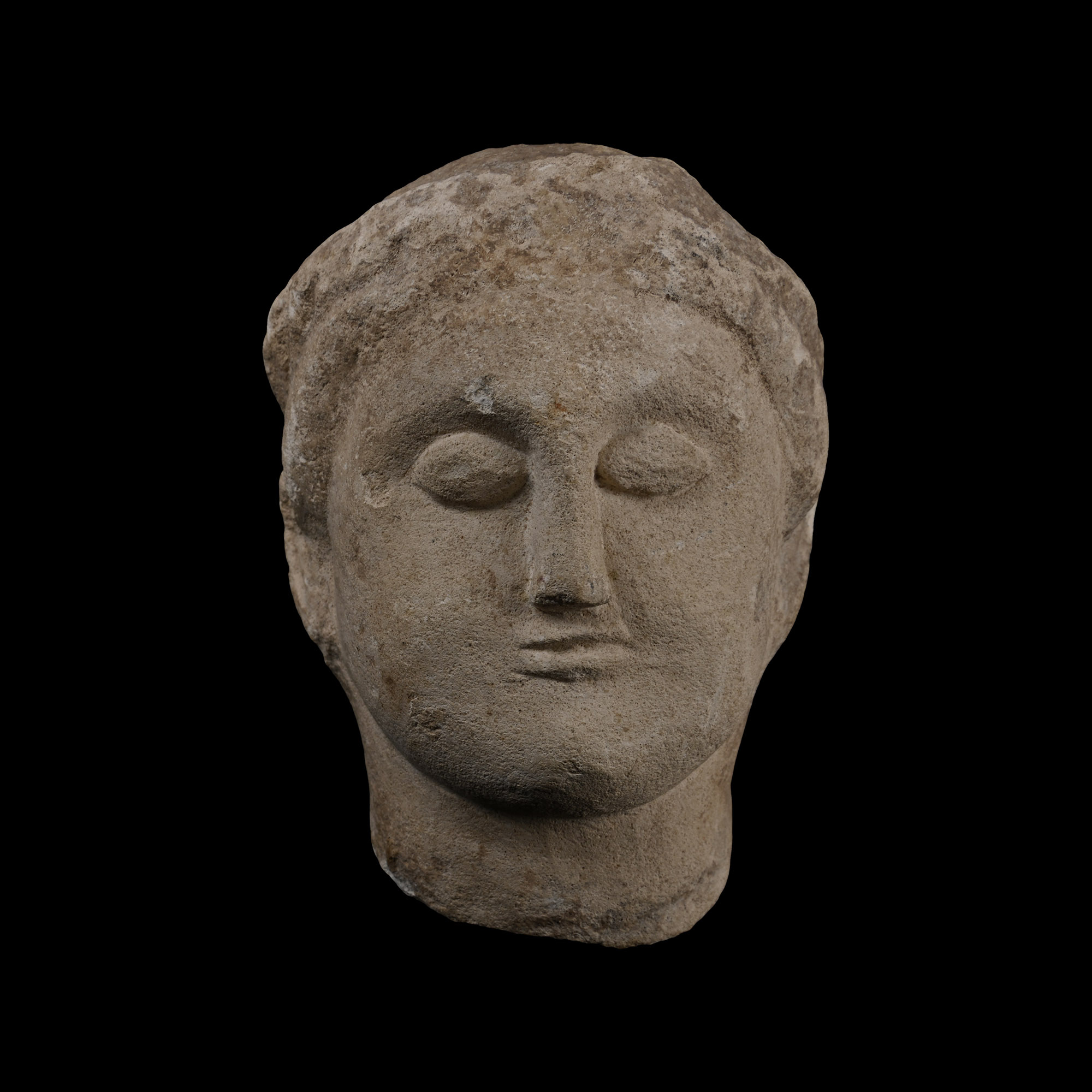Eastern Mediterranean Limestone Head of a Male Athelete