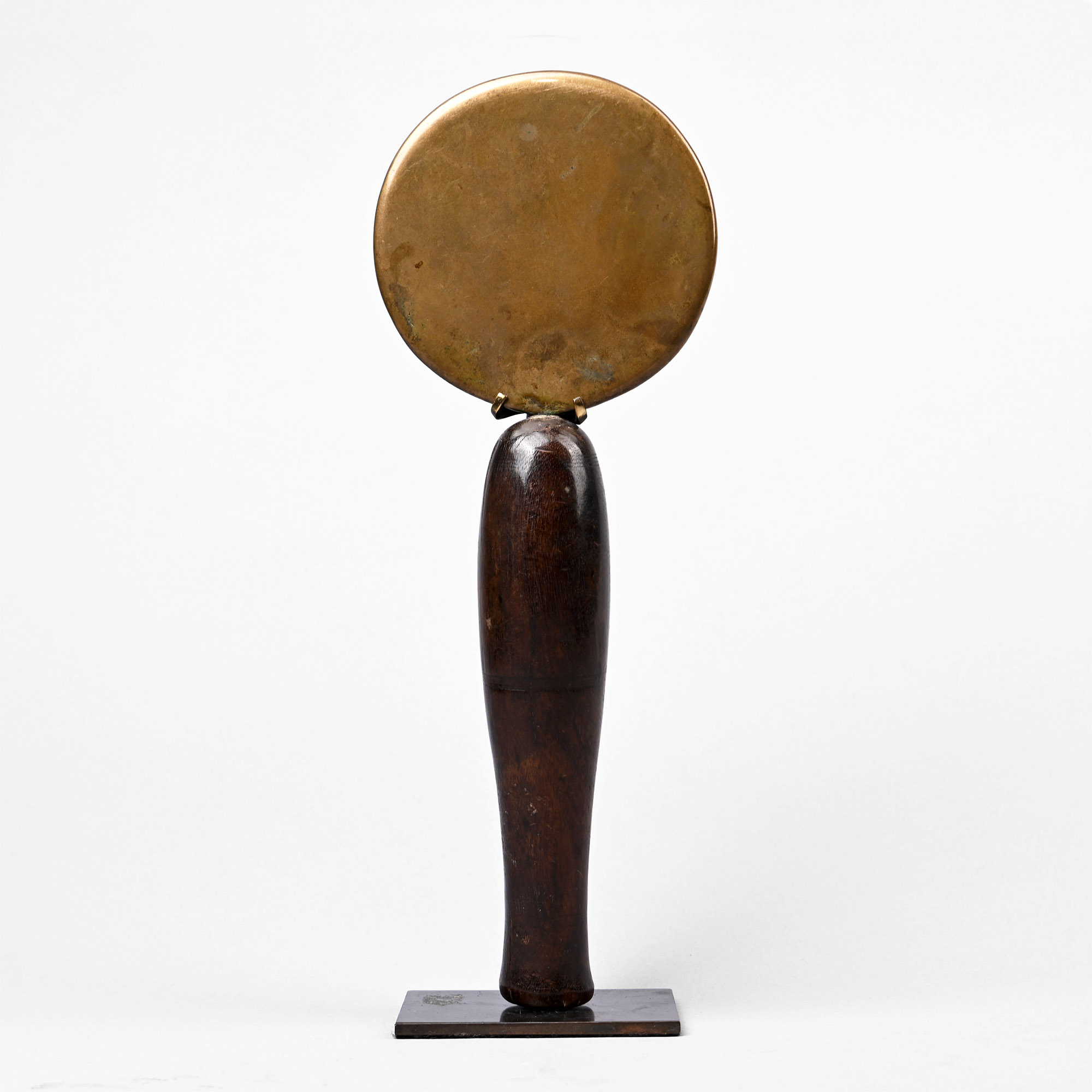 Egyptian Bronze Mirror with Wooden Handle