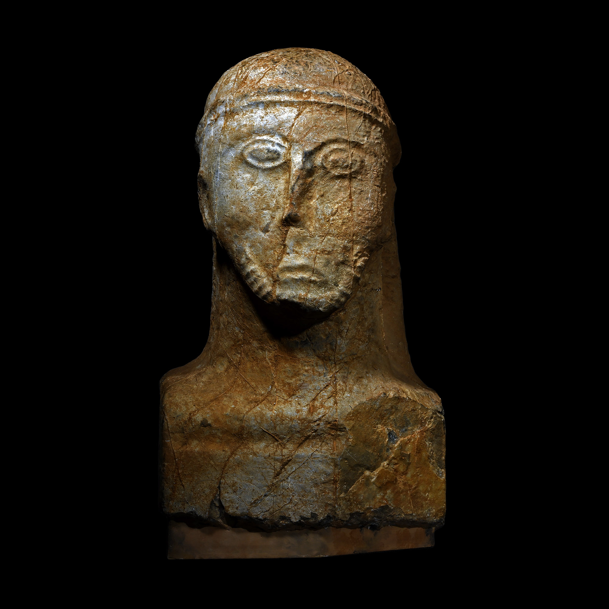 Celtic Limestone Bust of a Bearded Man