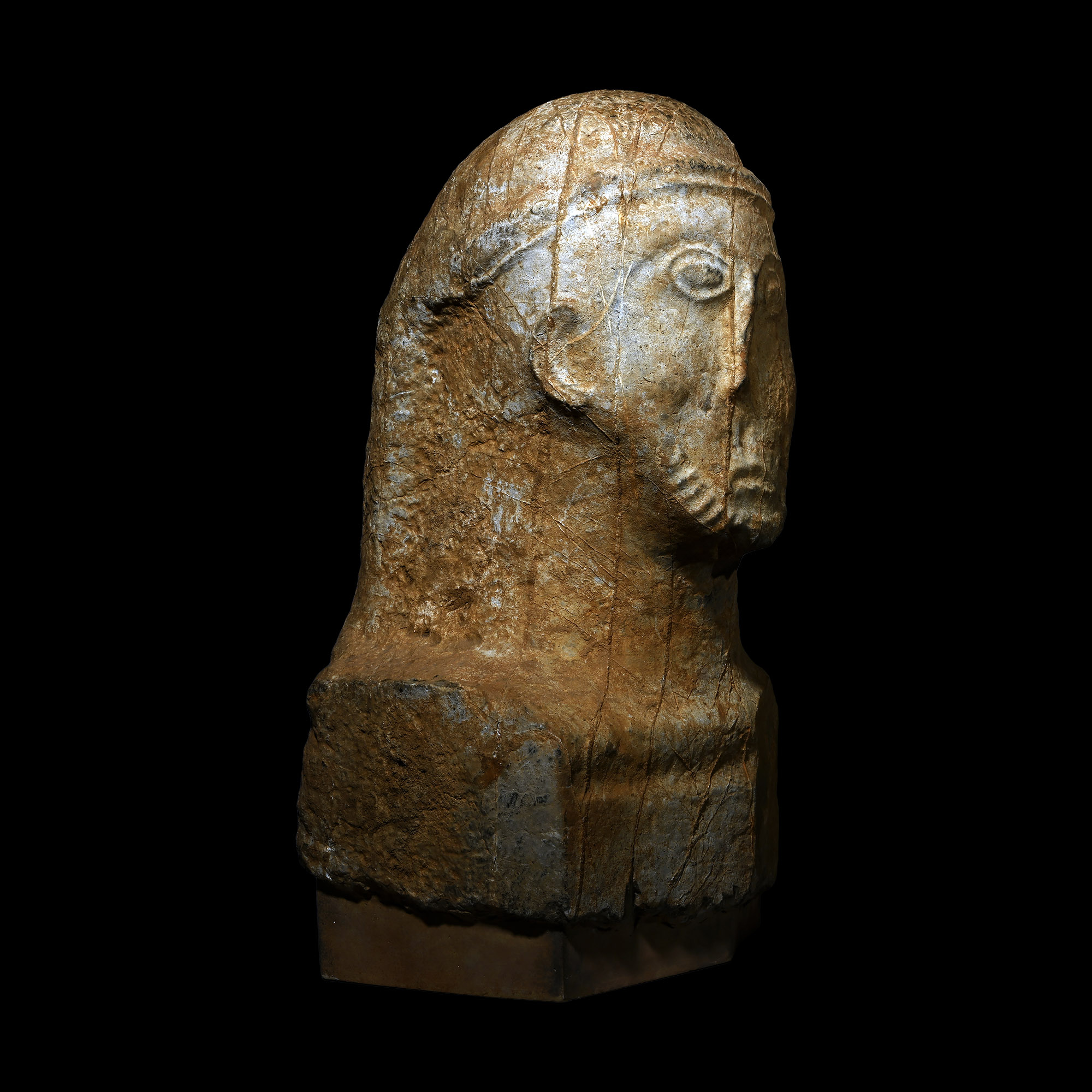 Celtic Limestone Bust of a Bearded Man