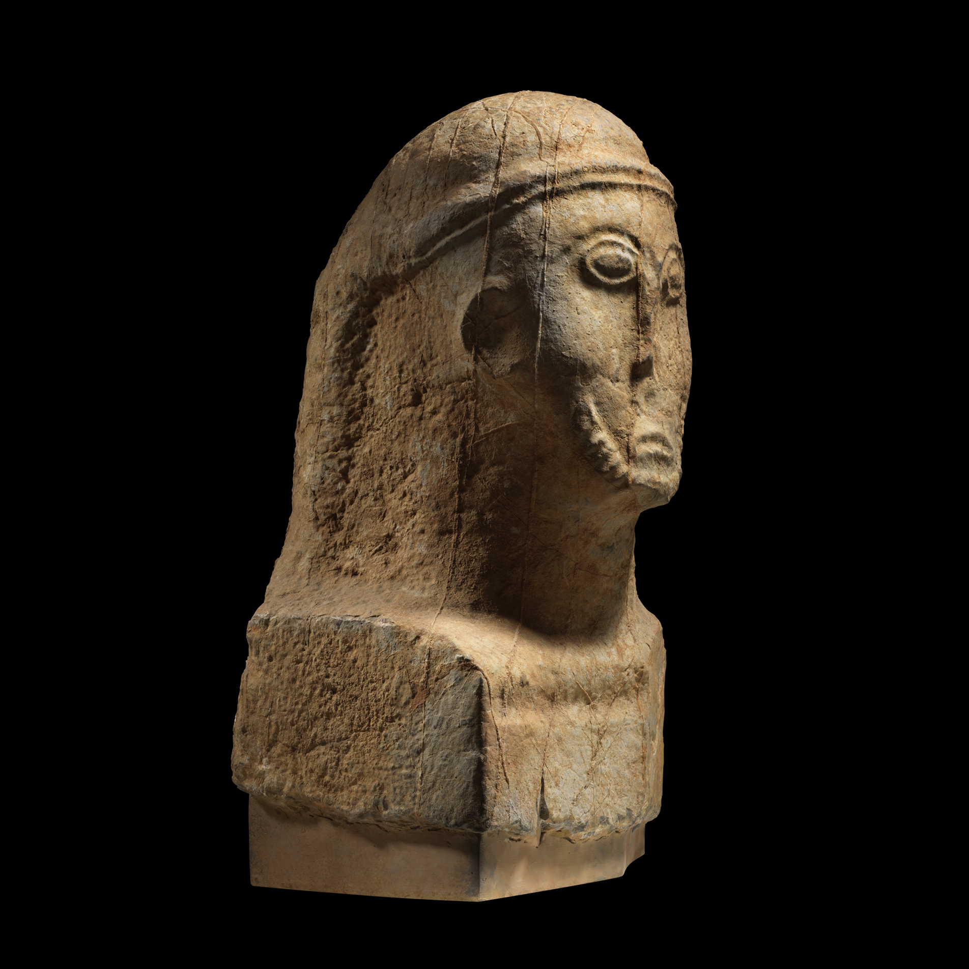 Celtic Limestone Bust of a Bearded Man