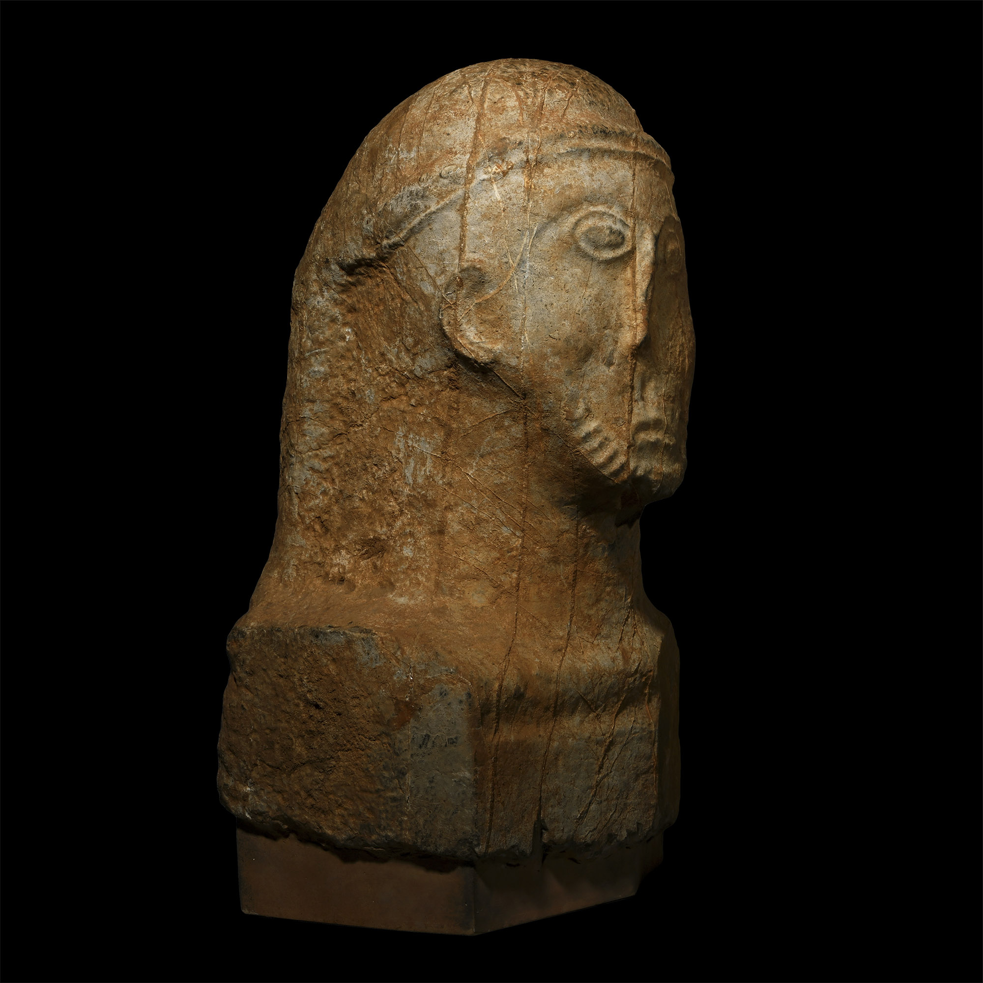 Celtic Limestone Bust of a Bearded Man
