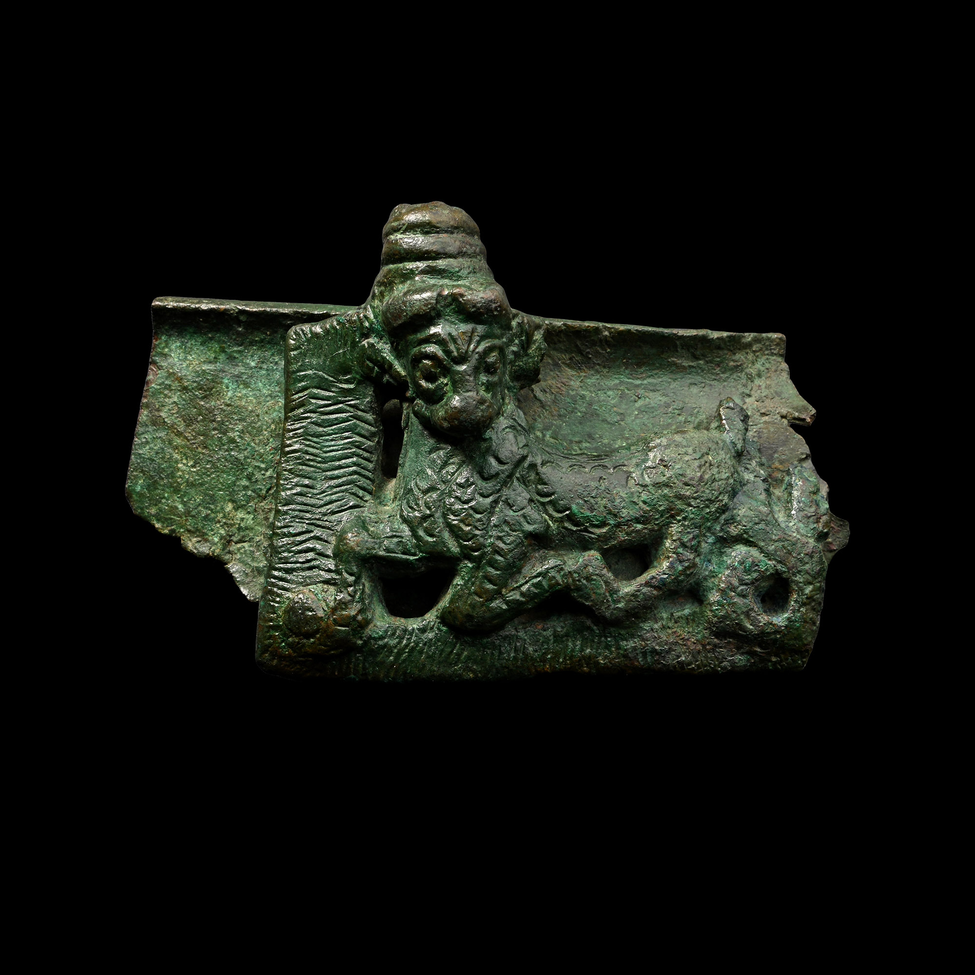 Elamite Bronze Bowl Section with Mythical Beast