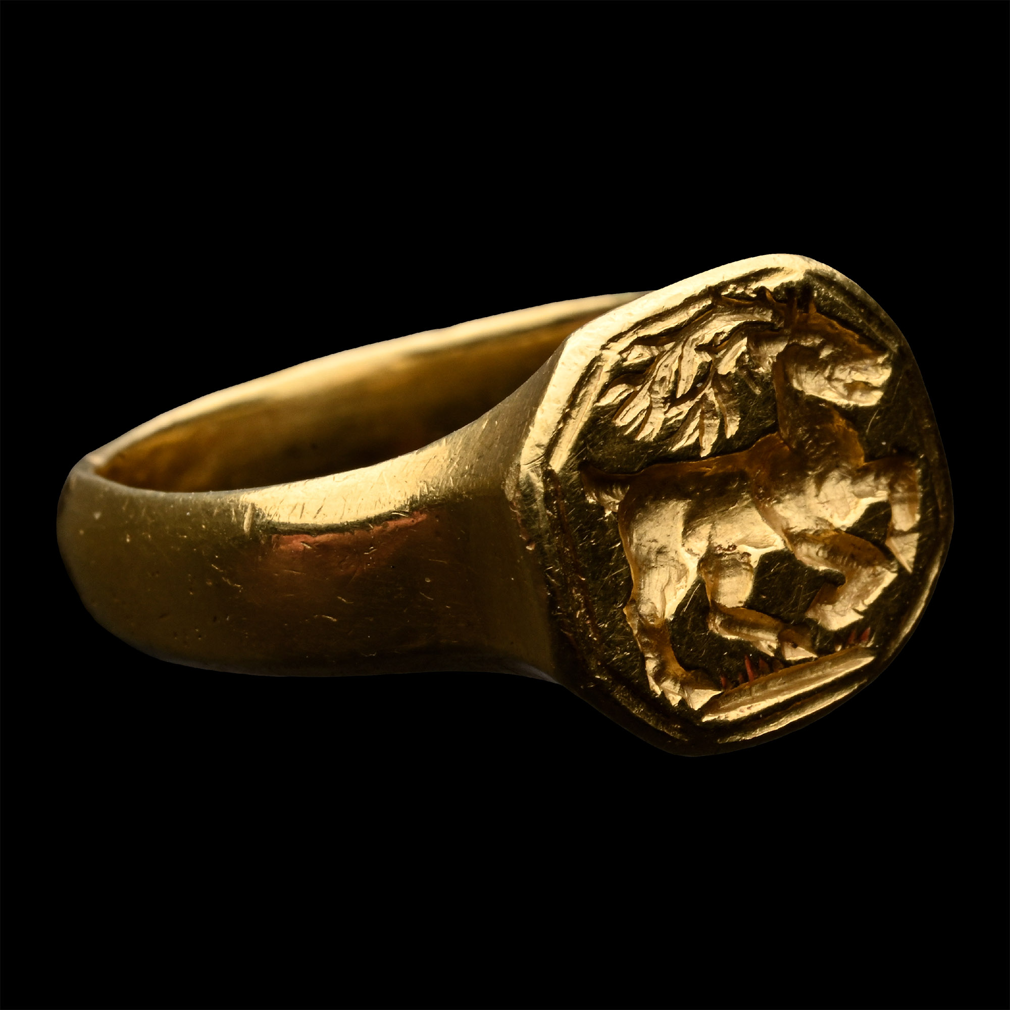 Post Medieval Signet Ring with a Galloping Stag