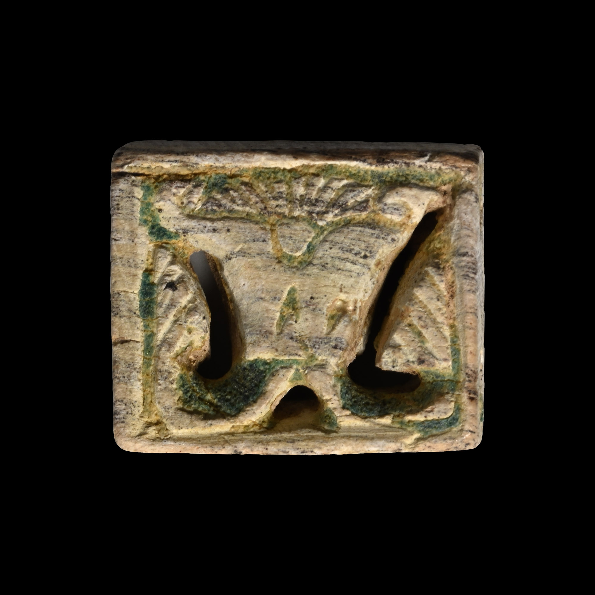 Egyptian Steatite Plaque Amulet with Lotus