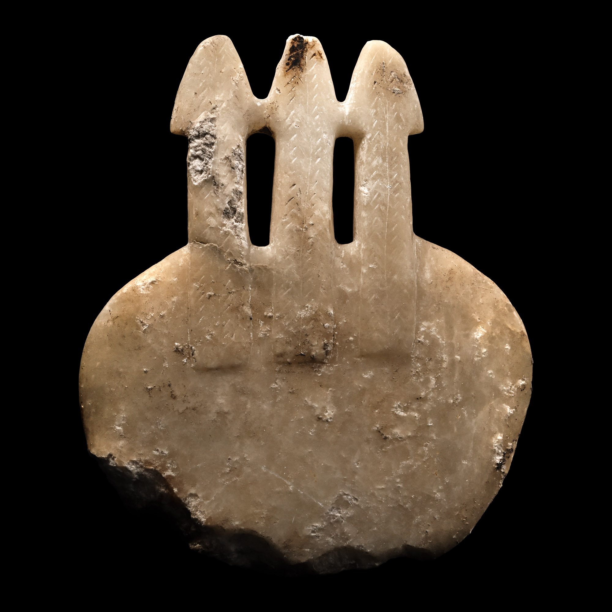 Rare Western Asiatic Three-Headed Kultepe Disc-Shaped Idol
