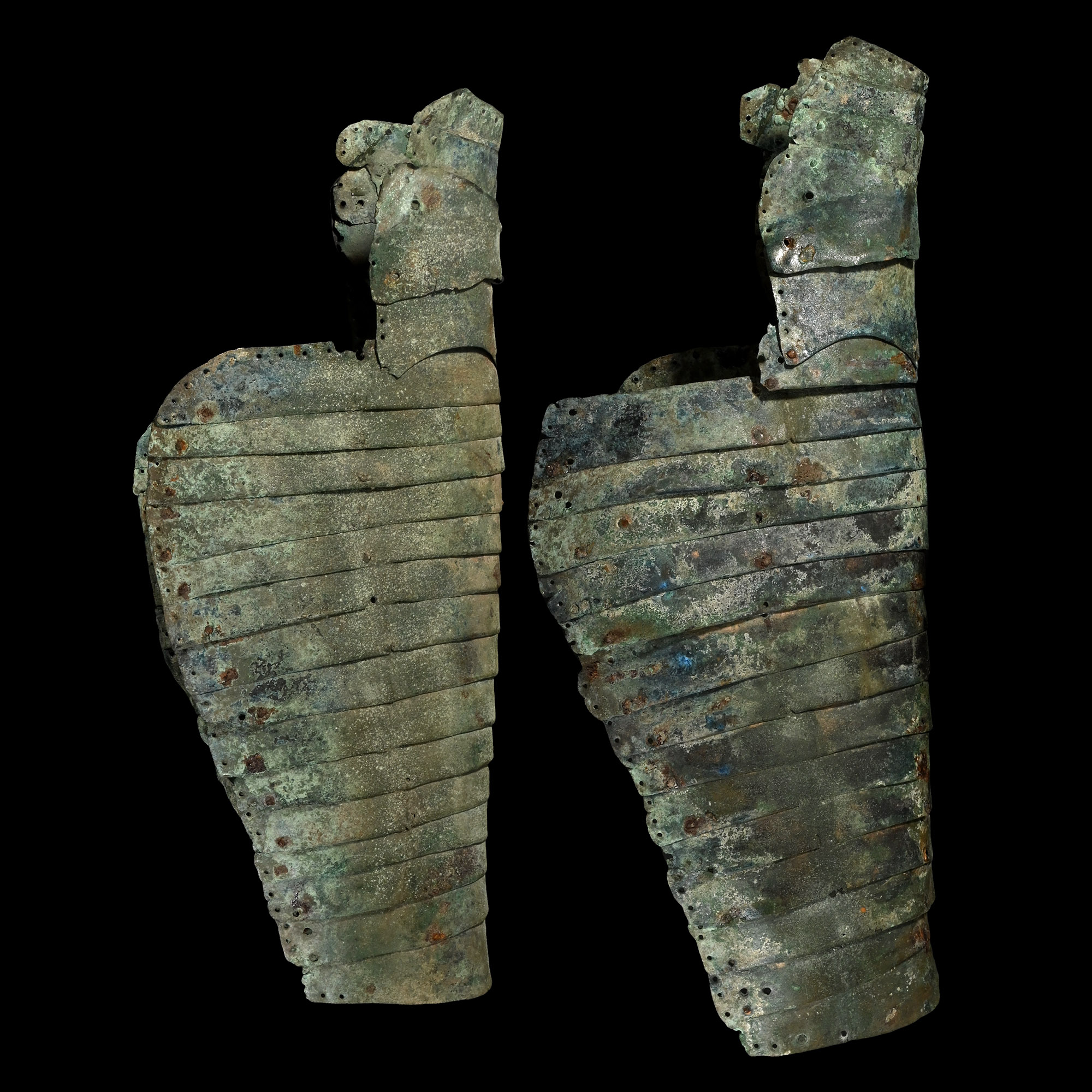 Pair of Roman Lamellar Greaves of a Heavily Armoured Mounted Cataphractarius Soldier