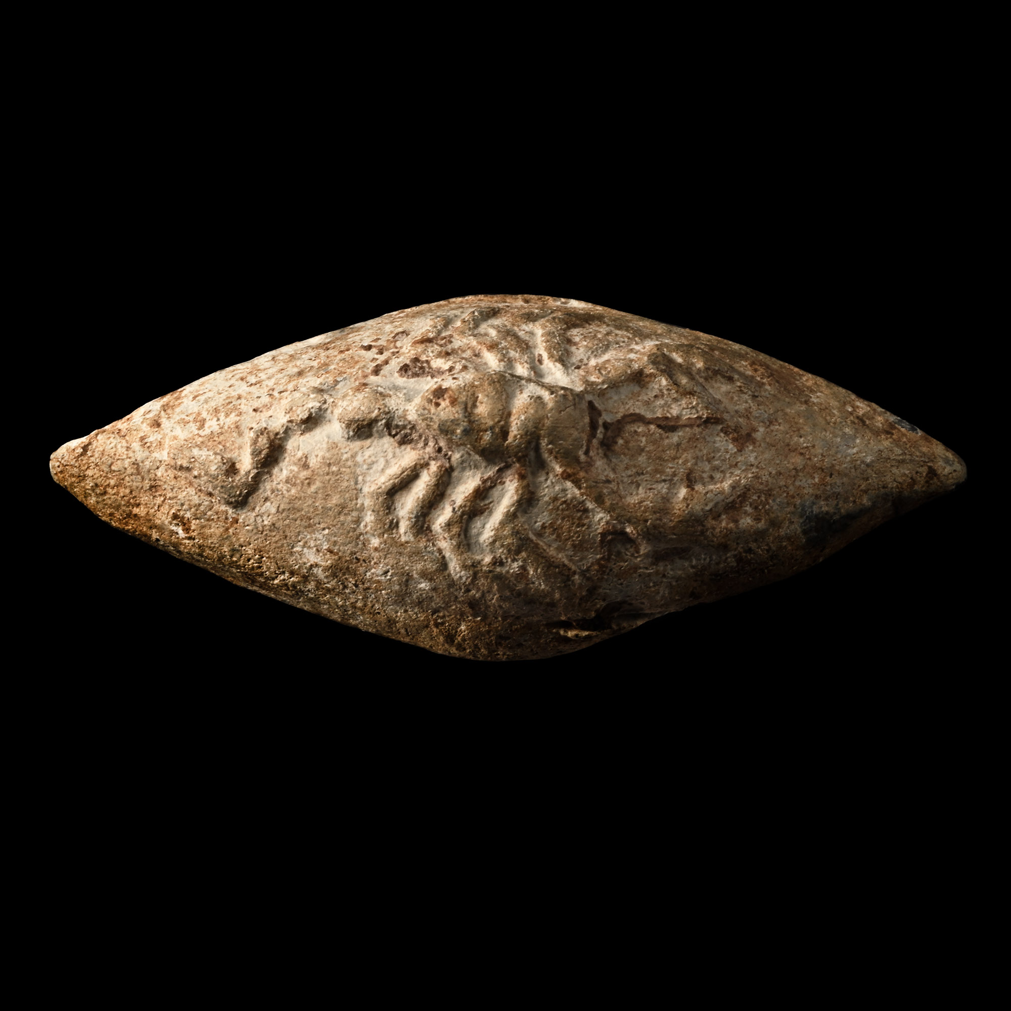 Greek Lead Slingshot with Scorpion and Thunderbolt of Zeus