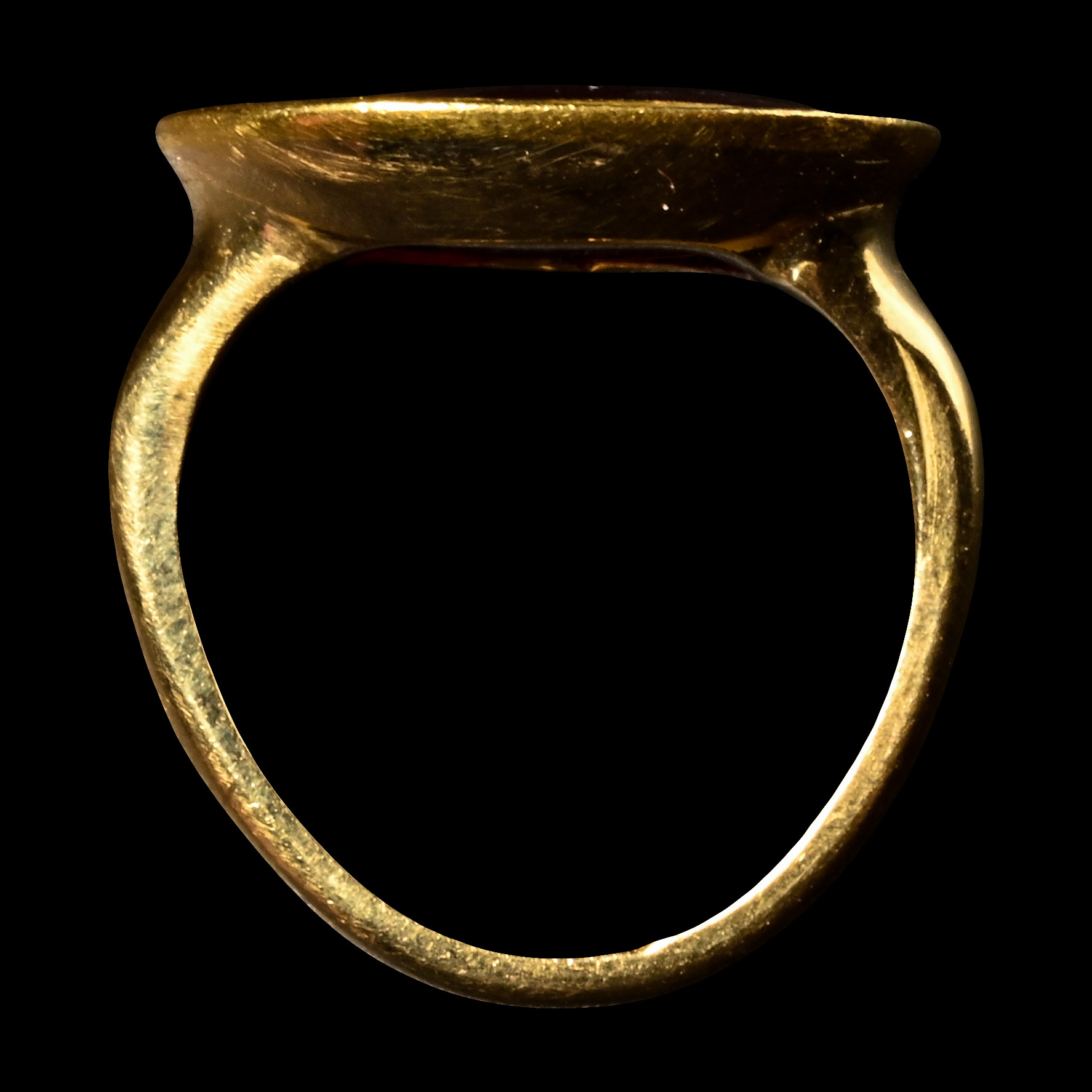 Roman Carnelian Gemstone with a Sow in Gold Ring