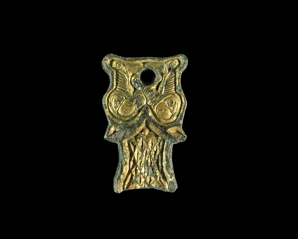 Viking Hiberno-Norse Gilt-Bronze Mount with Addorsed Birds