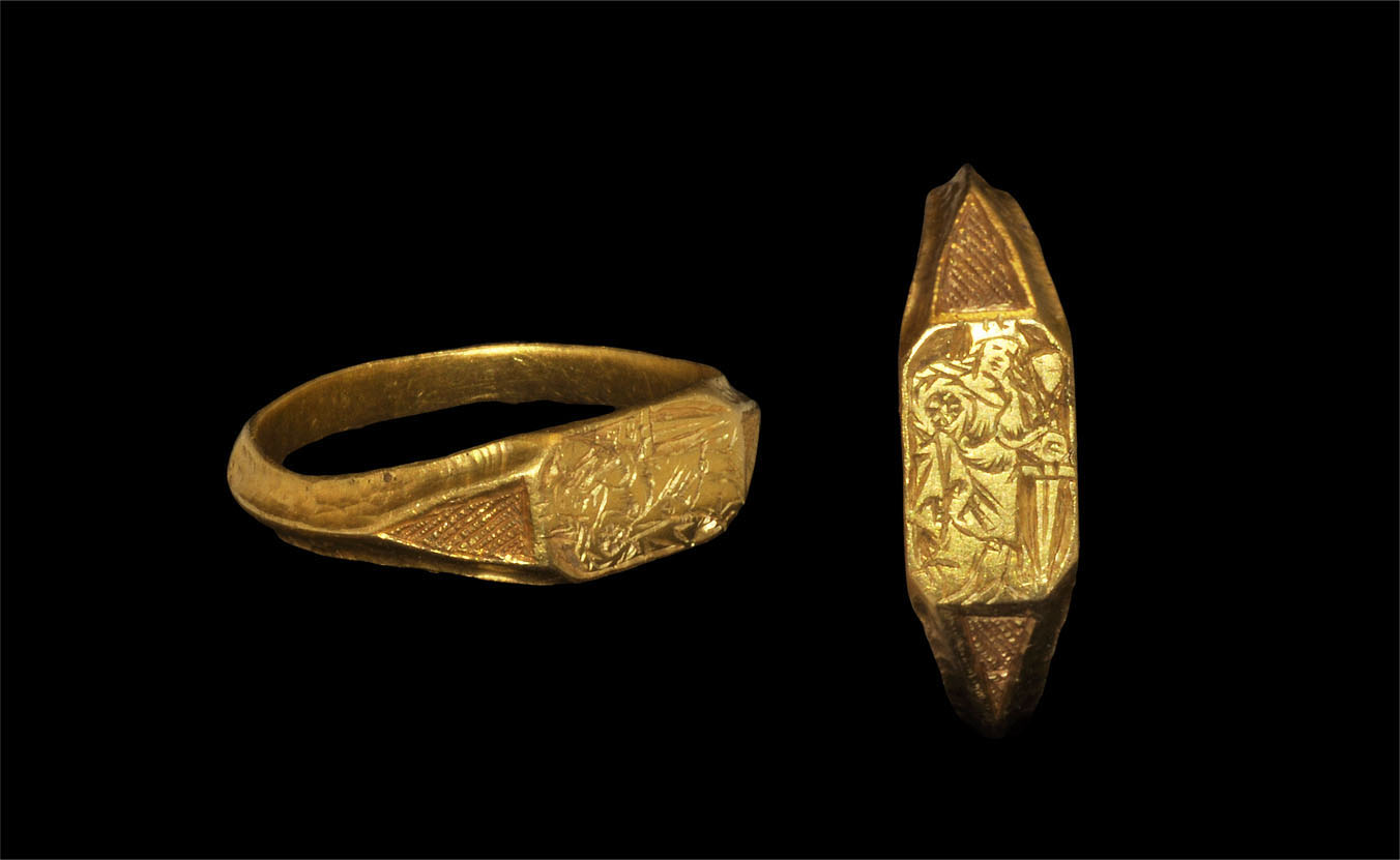 Medieval Gold St Catherine Iconographic Ring