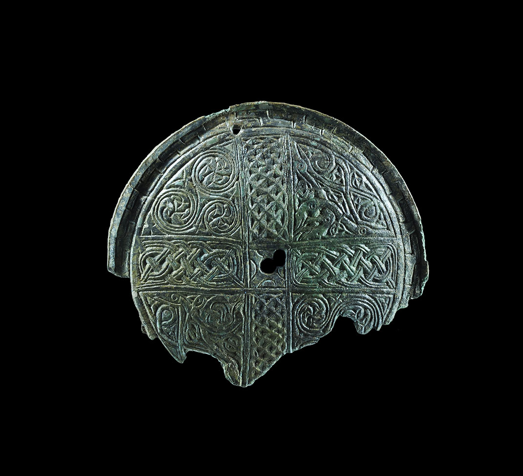 Anglo-Saxon Bronze Chip-Carved Disc Casket Appliqué