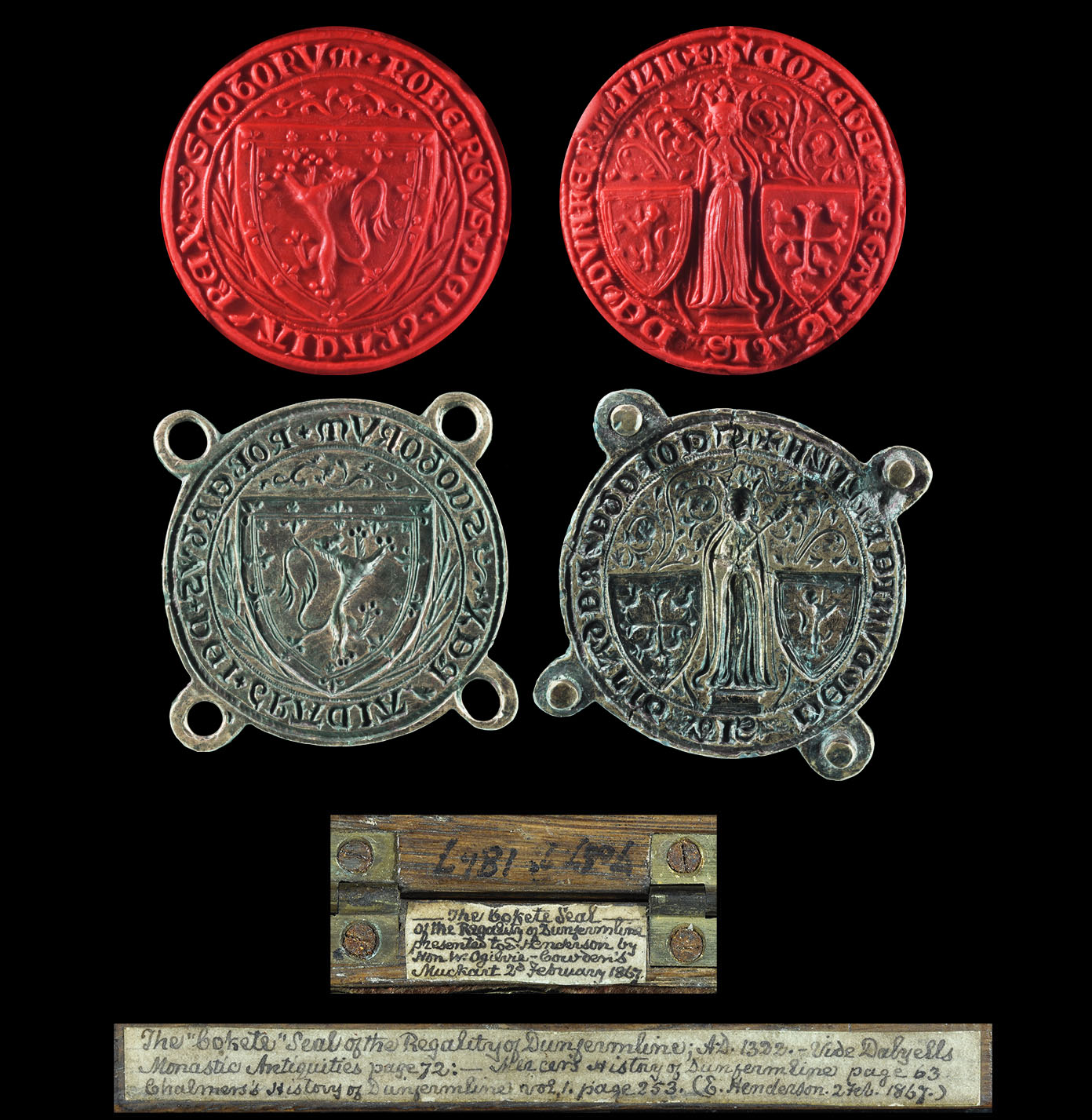 Medieval King Robert the Bruce of Scotland and Dunfermline Abbey Cokete Seal Matrix Pair
