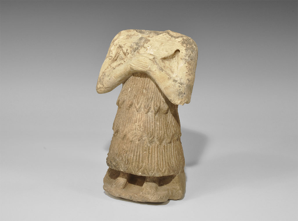 Western Asiatic Sumerian Gypsum Statue of a Male Worshipper