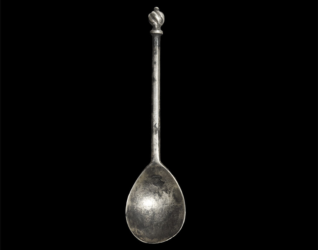 Post Medieval Silver Writhen Knop Finial Miniature Spoon