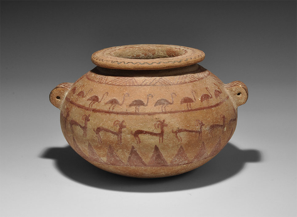 Egyptian Polychrome Two-Handled Vessel
