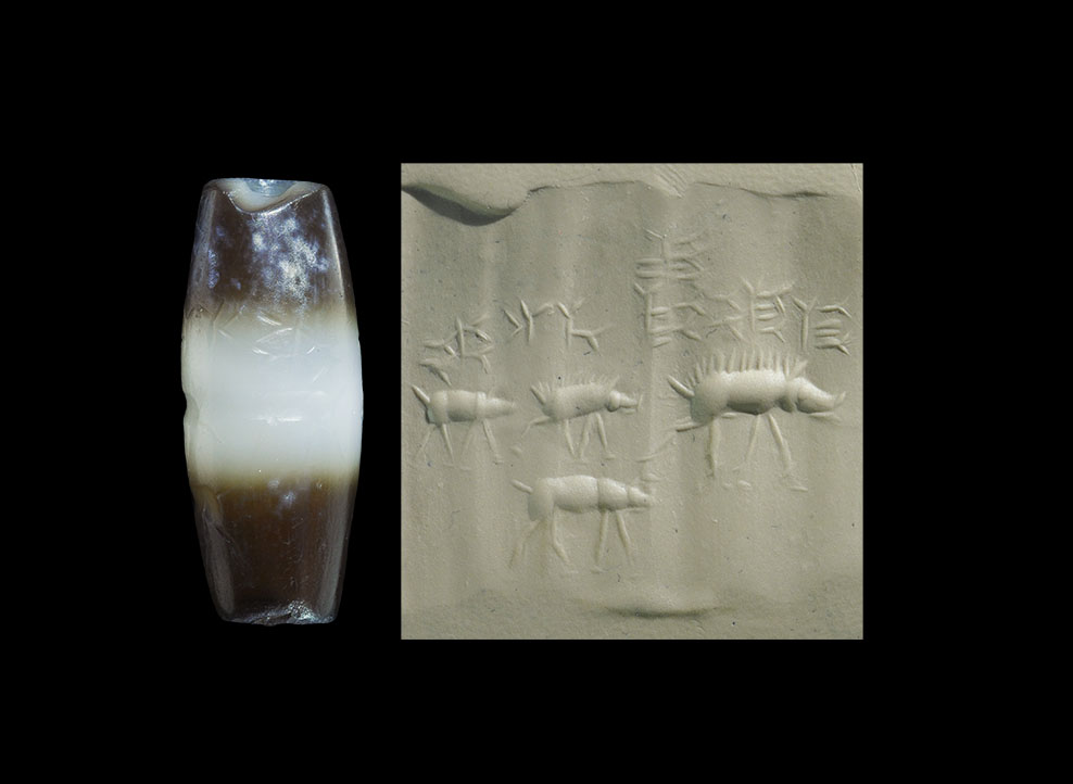 Western Asiatic Neo-Elamite Cylinder Seal with Sow and Piglets
