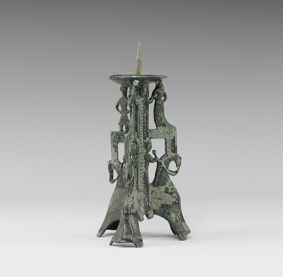Medieval Romanesque Figural Candlestick