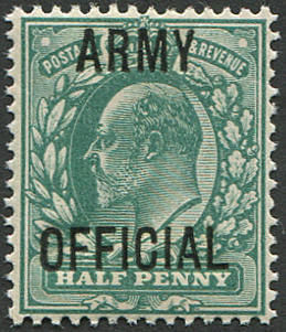 Army 1/2d SG 048 VARIETY, 'DEEP BLUE-GREEN'
