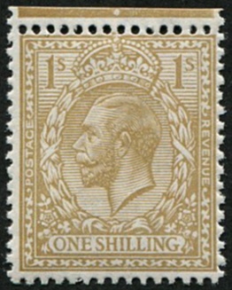 1/- SG 395 VARIETY, 'VERY PALE BISTRE-BROWN' U/M