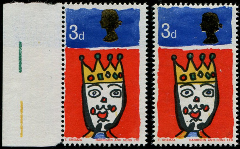 1966 Xmas 3d SG 713 LARGE SHIFT OF 'GOLD'