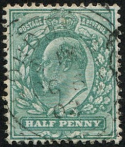 1/2d SG 215 VARIETY 'PALE BLUE-GREEN' VFU