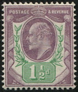 1 1/2d SG 221 'Dull-Purple' U/M
