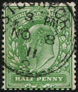 1/2d SG 271 'BRIGHT-GREEN' (FINE IMPRESSION) VFU