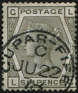 6d SG 146, Pl.15 'DEEP-GREY' VFU