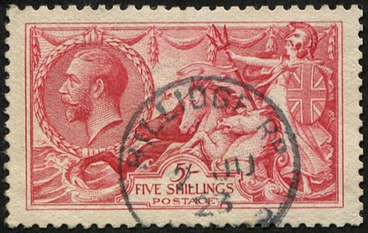 5/- SG 416(1) 'ROSE-CARMINE' VFU