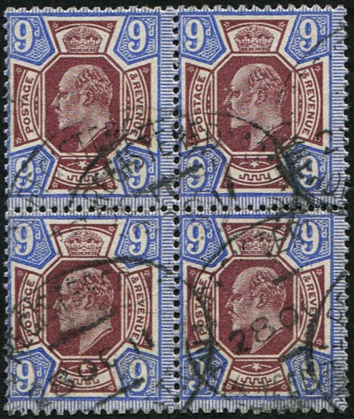 9d SG 306a 'DEEP BR. BLUE', BLOCK OF 4