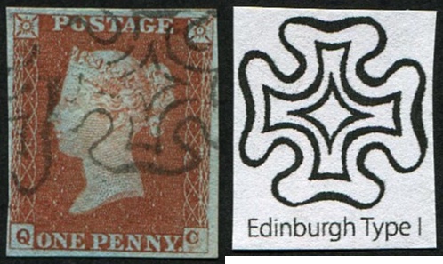 1d Pl.30 'QC' 'EDINBURGH' DISTINCTIVE MX