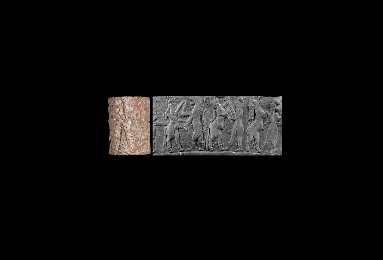 Western Asiatic Old Akkadian Cylinder Seal with Combat Scene