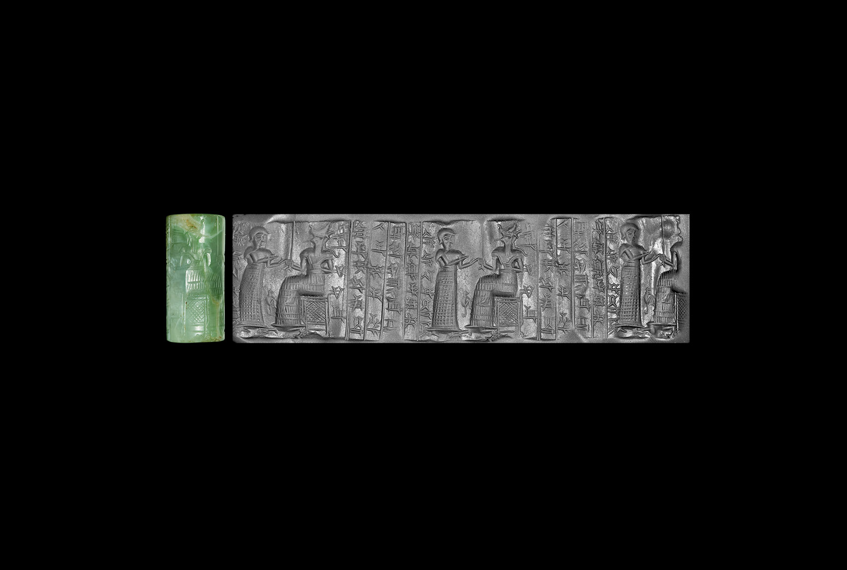 Western Asiatic Middle Elamite Cylinder Seal of Kidnu, Chief Overseer of King Tan-Ruhurater II
