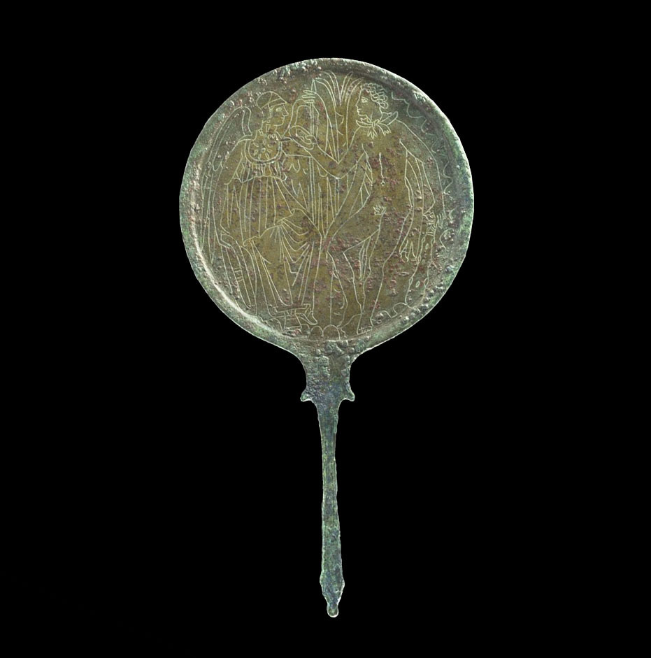 Etruscan Bronze Hercules Figural Mirror