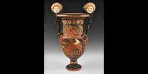 Greek Red-Figure Volute Krater with Medusa Heads and Ladies of Fashion