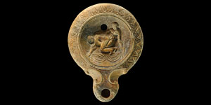 Oil Lamp with Erotic Scene