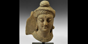 Large Head of the Buddha with Garnet Inlay
