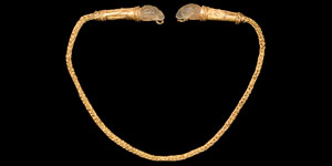 Greek Gold Chain with Chalcedony Rams Head Terminals