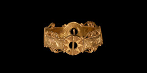 Medieval Gold Inscribed Quadruple Ring-Brooch Love Ring