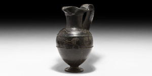 Etruscan Black-Glazed Bucchero with Warrior Frieze
